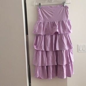 J Crew Lilac ruffle tiered strapless dress